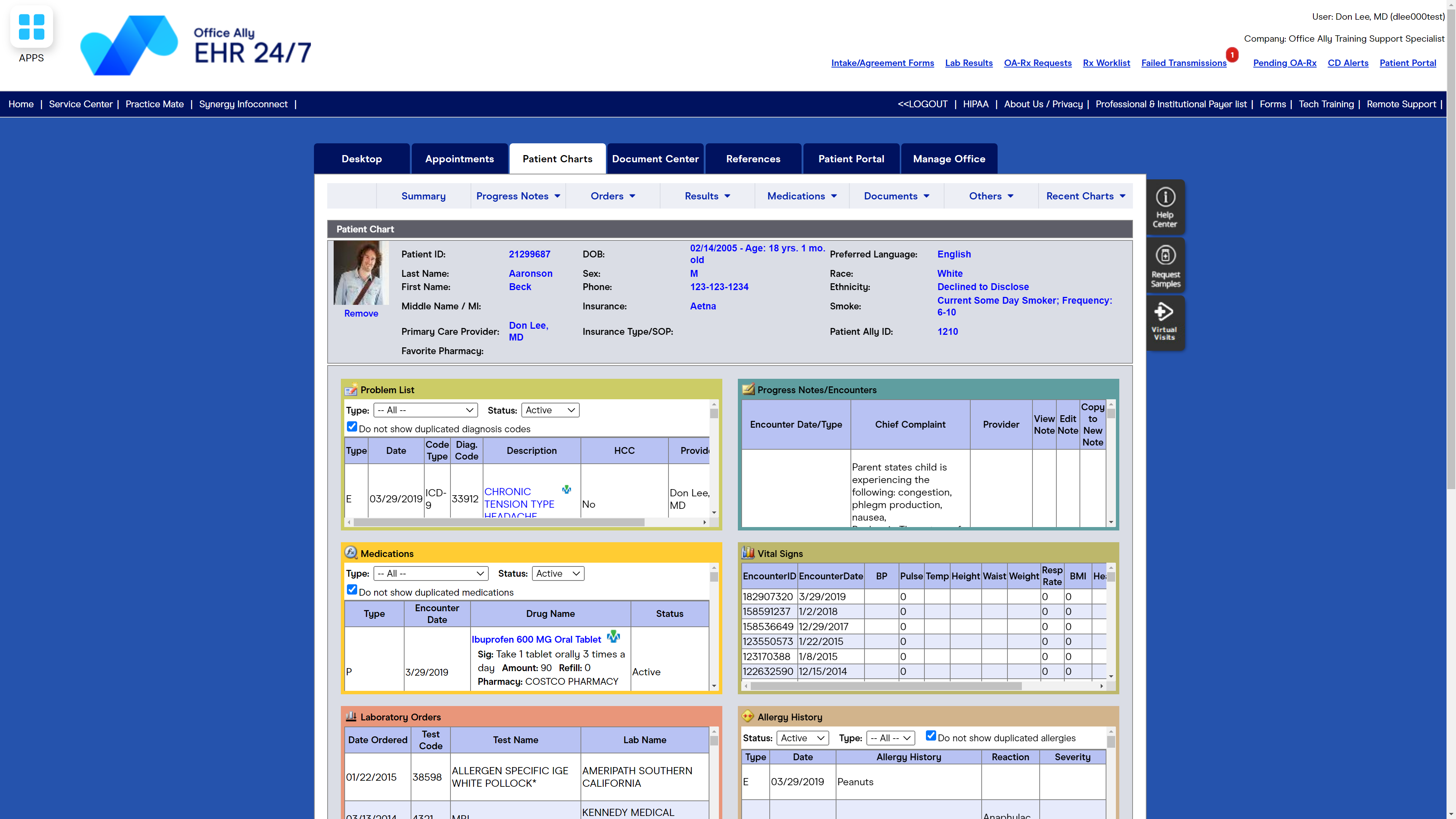 screenshot of EHR 24/7